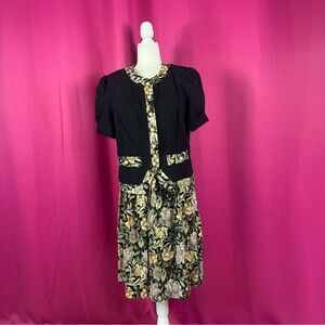 Vintage 90s Mattew and David floral 2 piece skirt suit, size 14p
